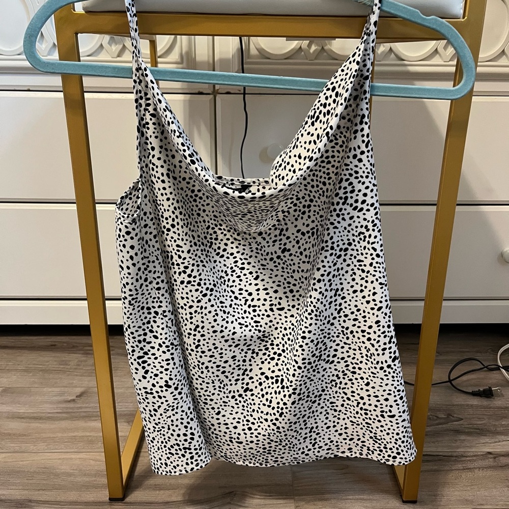 Polka dot cowl neck tank
